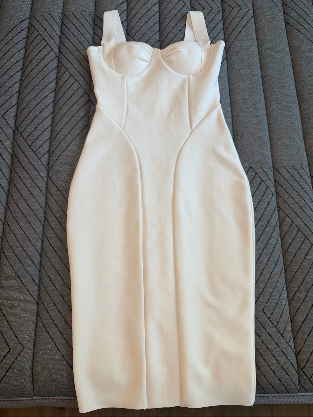 Fashion Nova White Sculpted Bust Midi Dress